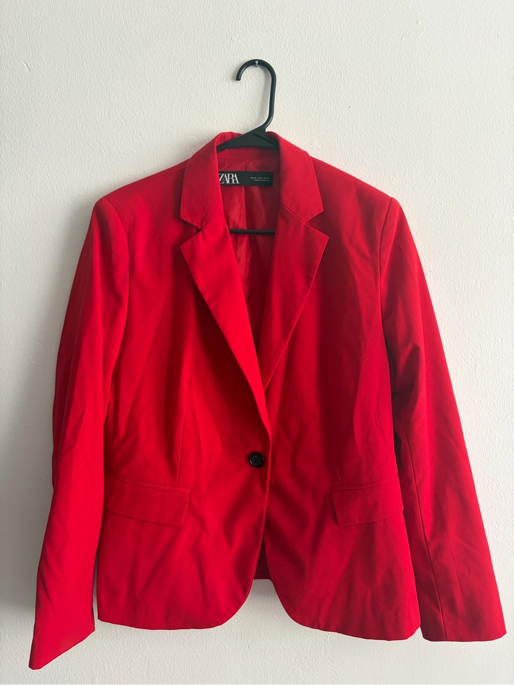 Zara Bright Red Single-Button Women's Blazer